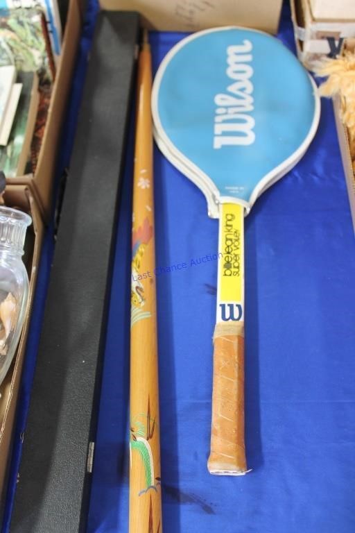 Pair of Pool Cues & Wilson Tennis Racket