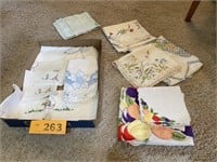 VINTAGE EMBROIDERED HAND STITCHED LINENS