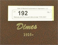 Mercury and Roosevelt dime binder 1916-2001