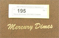 Mercury dime binder 1916-1945-D Complete