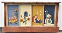 Country Hand Painted 4-Panel Window Box Shelf Unit
