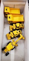 Box of Five Toy Loaders, Dozers, Backhoe