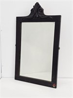 EARLY WOOD FRAMED BEVELLED MIRROR - 24.5" X 15"