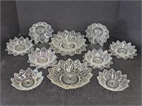 15  PIECES FEDERAL GLASS PETAL DISHWARE