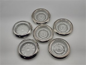 6 COASTERS WITH STERLING RIMS - SET OF 4 PLUS 2