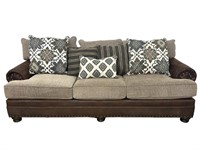 Brown and Beige Faux Leather Two-tone Sofa