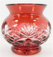 * Poland Ruby Red Cut to Clear Crystal Vase - 3