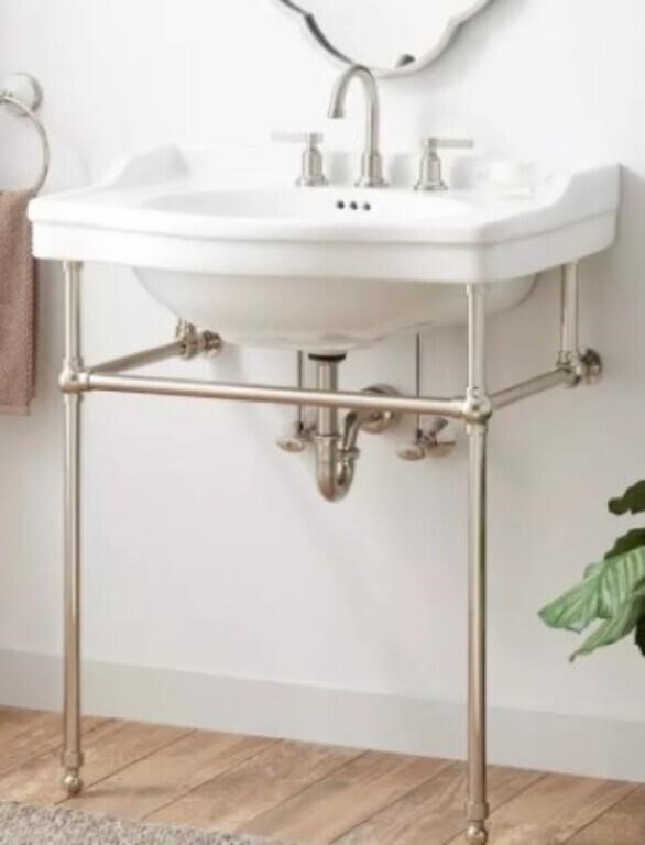 Signature Hardware Brass Console Stand for 30" Bas