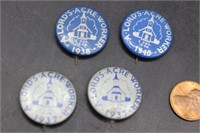 Lot of 4 Vintage "A Lord's Acre Worker" Buttons