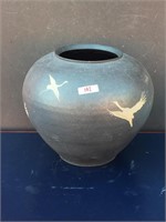 Flying Cranes Clay Vase