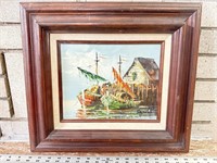 Signed ship oil painting