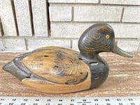 hand carved wooden duck signed Tom Taber