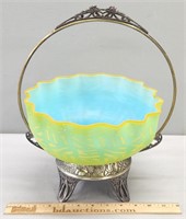 Rockford Silverplate Brides Basket & Art Glass