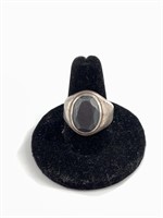 Sterling silver men's ring with matte black stone