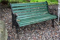 Cast iron frame wood slat seat bench