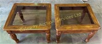 2 End Tables w/ Glass Tops