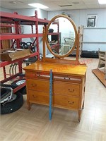 Antique 3 drawer mirrored dresser, matches lot