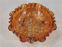 CARNIVAL GLASS 3-FOOTED ROSE BOWL