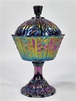 FENTON IRIDESCENT CANDY DISH WITH LID