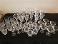 Set of crystal glasses/ several have chips