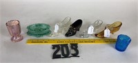 7 Pieces of Fenton shoes, Toothpick & jewelry box