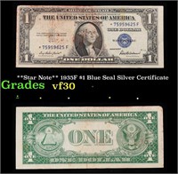 **Star Note** 1935F $1 Blue Seal Silver Certificat