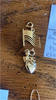 Angel in heart and flag pendant charms
