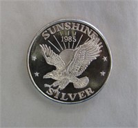 1oz .999 Fine Silver Round -1985 Sunshine