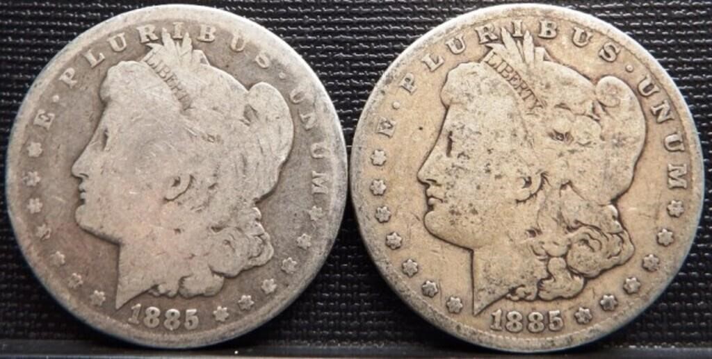 (2) 1885 Morgan Silver Dollars - Coins