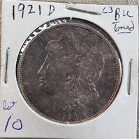 1921D Morgan Dollar Toned MS63