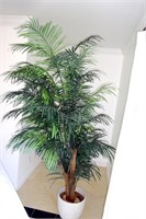 Ceramic Planter With Faux Palm Tree