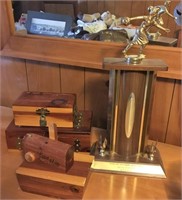 Cedar Trinket Boxes & Vintage Bowling Trophy