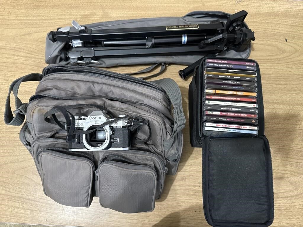Vintage Canon Camera, Equipment Set, and CDs