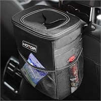 HOTOR Car Trash Can 2 Gallon with Lid and Storage