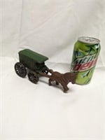Cast Iron U.S. Mail Wagon & Horse 7" long