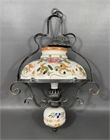 Italian Wrought Iron & Ceramic Pendant Light