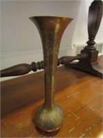 Beautifully etched tall brass vase