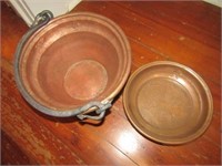 Antique copper pot with Cast Iron Handle