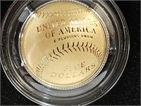 2014 Baseball Hall of Fame Proof $5 Gold Coin
