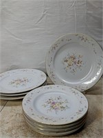 Set of 8 Floral Plates (4 Dinner/4 Side)