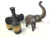 Metal Brass & Wood Elephants