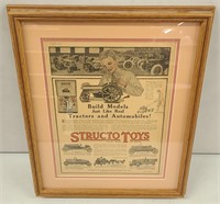 Structo Toys Framed Advertisement & Structo Tracto