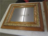 Gold trim Oak framed mirror