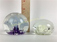 Joe Rice purple glass paperweight and St Claire
