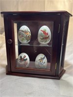 Avon Four Porcelain Eggs with Bonus Display Case
