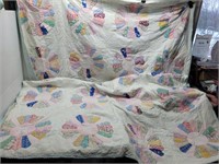 HAND Sewn Colorful QUILT 69inWx85inL