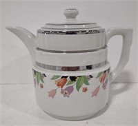 (AF) Halls white floral tea pot measuring 7.5"