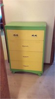 Green and yellow chest of drawers 30X17X44