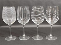 Mikasa Cheers Set of 4 Etched Wine Glasses