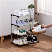 Small Shoe Rack  4-Tier  17.7in  Black